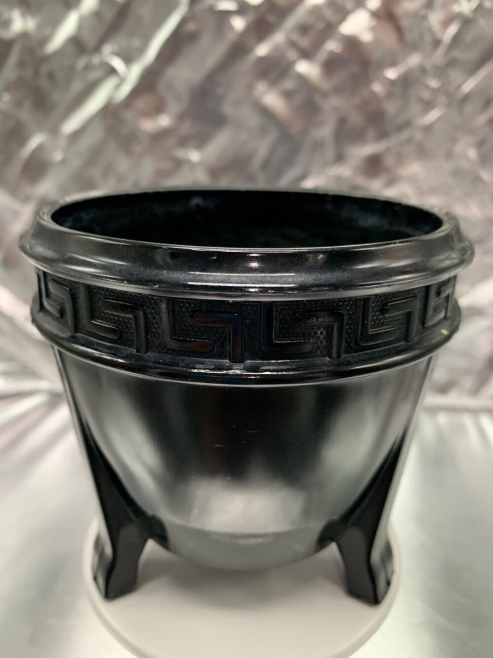 Vintage LE Smith Black Amethyst 3 Footed Bowl Depression Glass Candy/nut dish